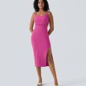 8-NWOT HALARA LACE UP BODYCON MIDI DRESS